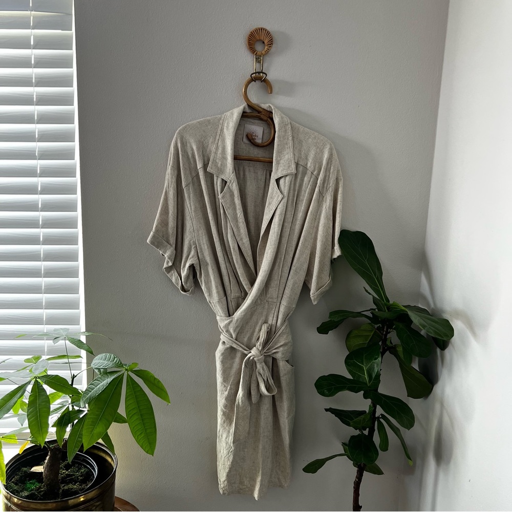 The Lullaby Club Natalie Wrap Dress in Oat